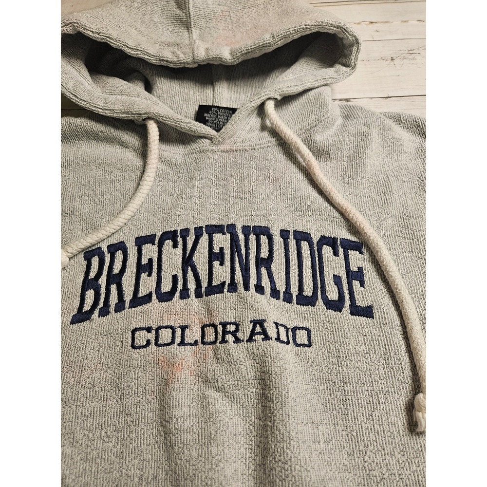Comfortex USA Breckenridge Colorado Hoodie‎ Gray Textured Knit Pullover Medium